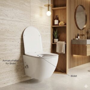 Dusch-WC | Taharet | Bidet | Gesäßdusche | Hygiene Toilette mit Armatur und Softclose Deckel